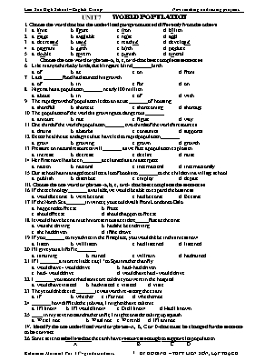 Bài tập Tiếng Anh Lớp 11 - Unit 7 World population
